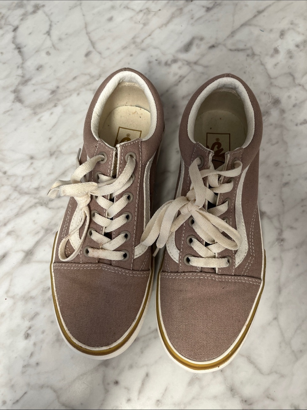 Vans Mauve Canvas Low-Top Sneakers with White Stripe